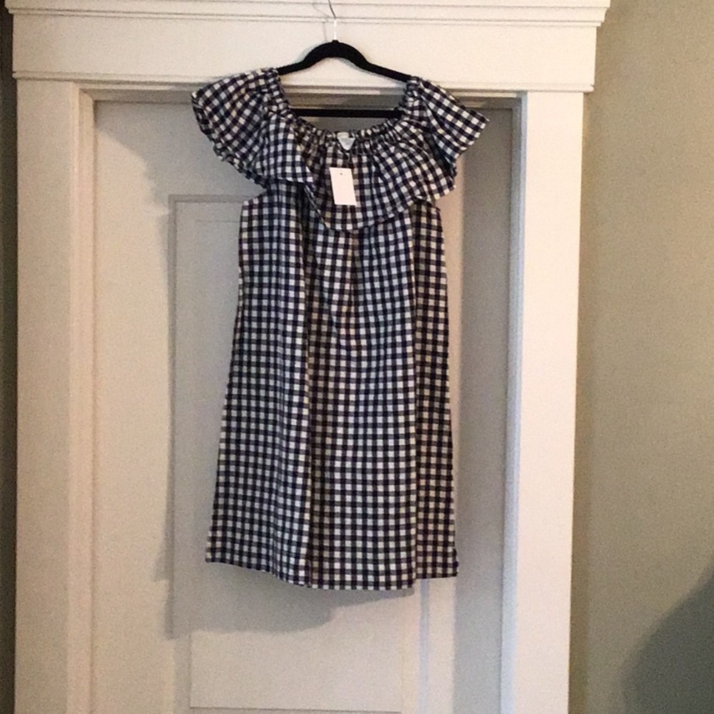 Crewcuts gingham dress in navy for girls sz 14 NWT